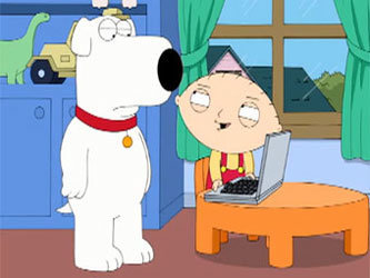 Кадр из промо-ролика шоу Family Guy в поддержку Windows 7