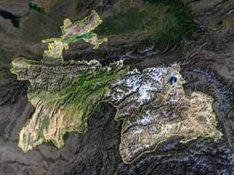 Спутниковый снимок территории Таджикистана. Фото NASA.