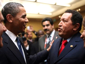 Уго Чавес и Барак Обама. Фото с сайта msnbc.msn.com