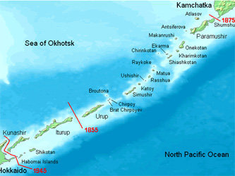 Курильские острова. Карта с сайта ameblo.jp