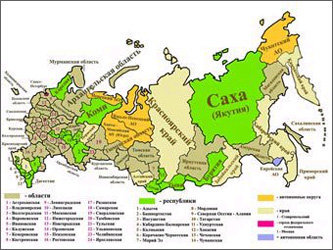 Карта регионов России с сайта bakililar.az