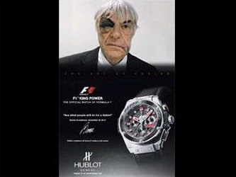 Реклама часов Hublot. Изображение с сайта www.autosport.com