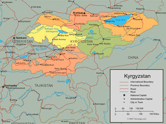 Административная карта Киргизии с сайта infokart.ruwww.infokart.ru