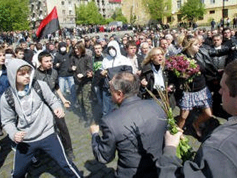 Беспорядки во Львове. Фото с сайта msn.com