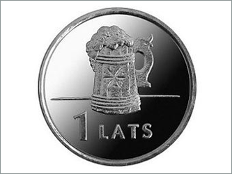 Монета с пивной кружкой. Иллюстрация с сайта центрального банка Латвии 