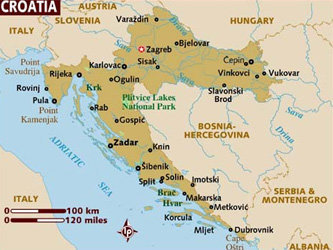 Карта Хорватии с сайта www.lonelyplanet.com