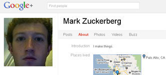 Скриншот страницы Марка Цукерберга в Google+