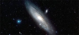 Области галактики Андромеды, запечатленные на новых фотографиях. А — край диска, В — звездный поток, С и D — гало. Иллюстрация ESA