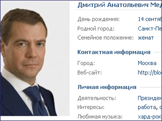 Скриншот страницы Дмитрия Медведева 