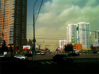Зеленые облака над Москвой. Кадр НТВ