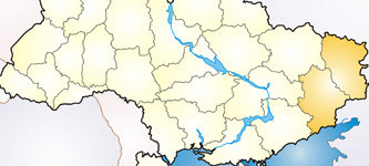 Донецкая и Луганская области на карте Украины