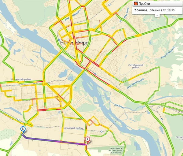 Пробки в новосибирске на данный момент карта