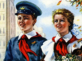 Советская школьная форма в 1950 г. Фрагмент плаката с сайта www.bel.ru