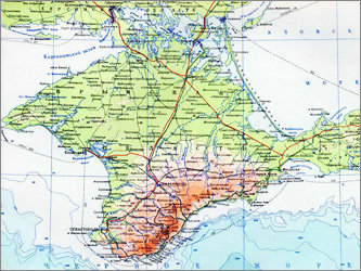 Карта Крымского полуострова. Главное Управление геодезии и картографии СССР