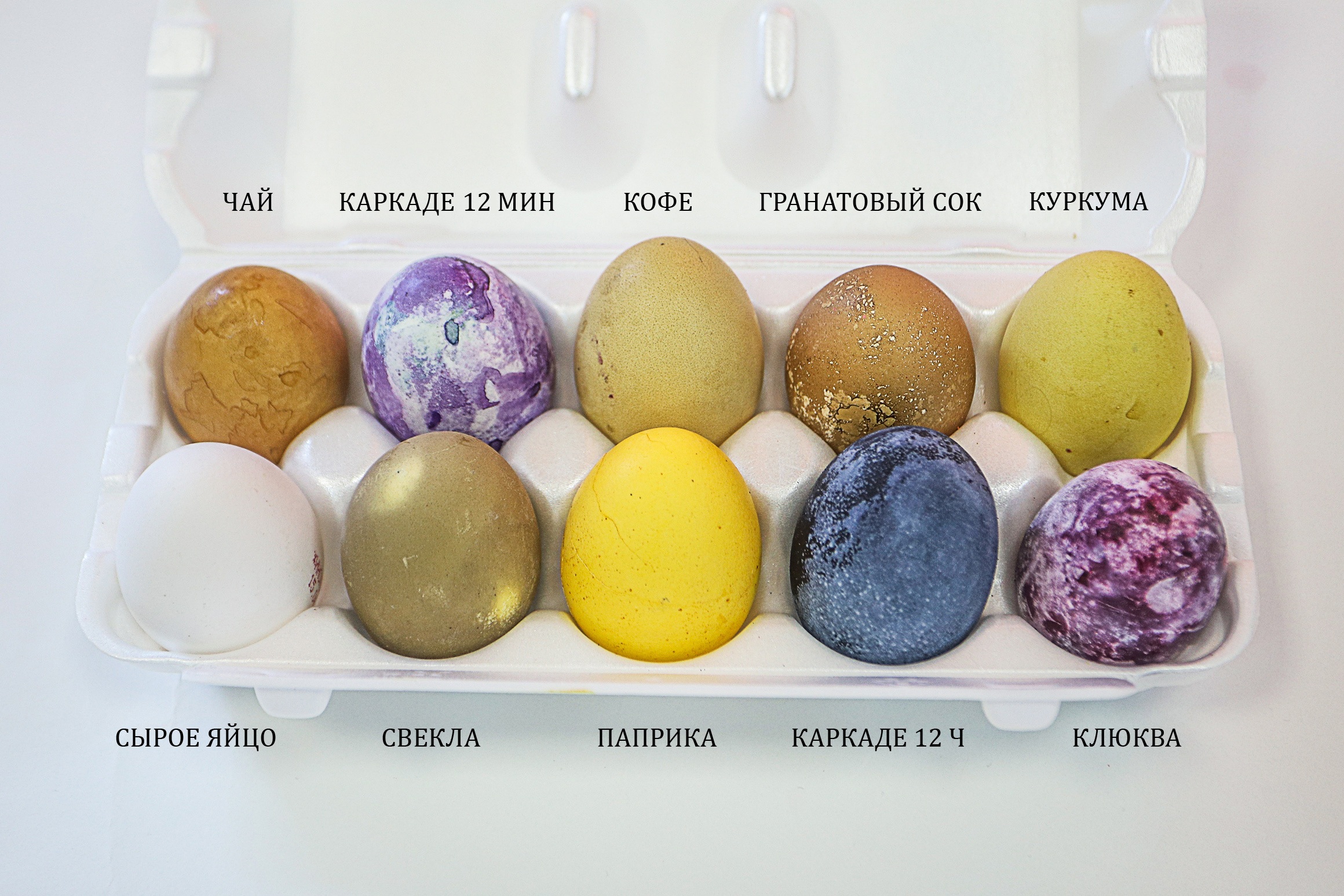 Покраска яиц специями и напитками на Пасху