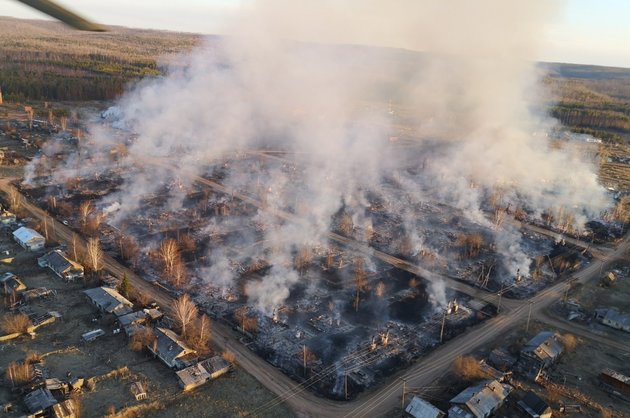 Пожар в поселке Дальний