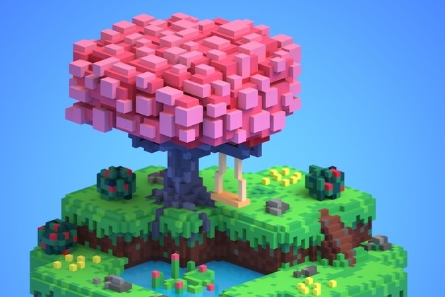 Дерево, построенное в Minecraft