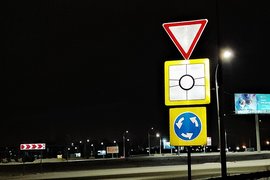 Дорожные знаки перед кольцом