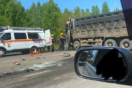ДТП с грузовиками на трассе под Кемеровом