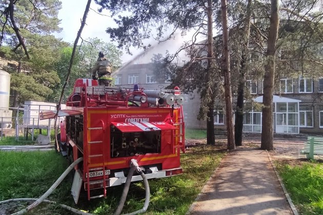 Пожар в Центральной клинической больнице Новосибирска