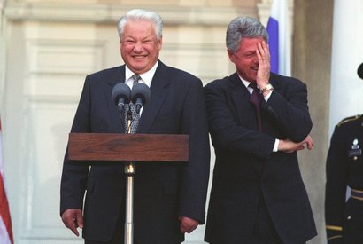 Президенты России и США Борис Ельцин и Бил Клинтон на пресс-конфренции у Белого дома