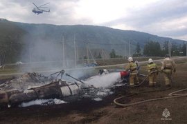 Крушение вертолета Ми-8 в селе Тюнгур Республики Алтай