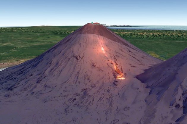 Потоки лавы на Ключевском вулкане