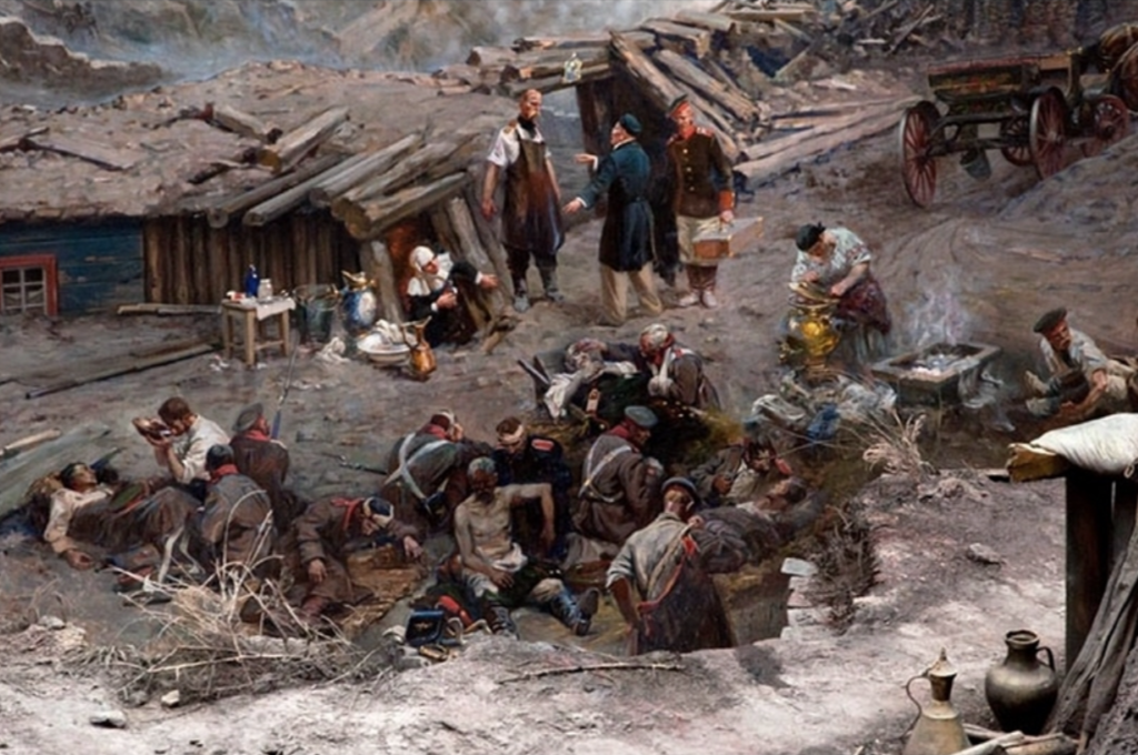 Работа военных врачей на передовой в Крымскую войну 