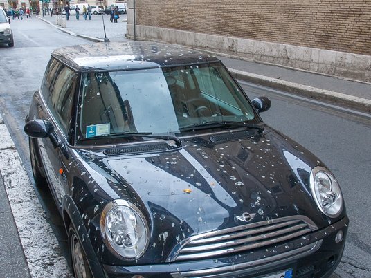 Автомобиль с птичьим помётом в Риме, Италия