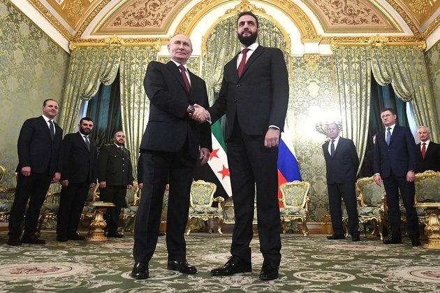 Президенты России и Сирии Владимир Путин и Ахмед Шараа