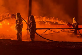 Пожар на объекте инфраструктуры в Ивано-Франковской области Украины