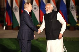 Президент России Владимир Путин и премьер-министр Индии Нарендра Моди