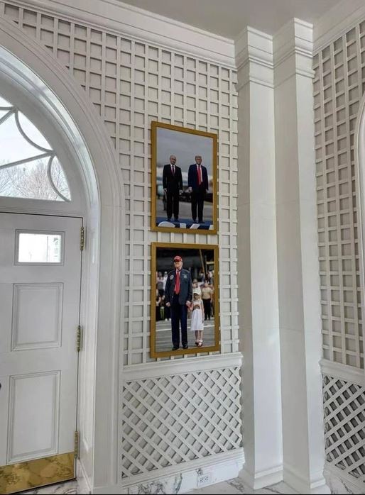 Фотография президентов России и США Владимира Путина и Дональда Трампа в Белом доме