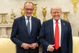 Канцлер Германии ФРГ Фридрих Мерц и президент США Дональд Трамп