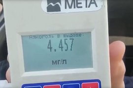 Показания алкотестера у водителя в Иркутске