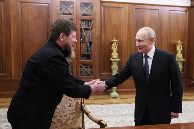 Глава Чечни Рамзан Кадыров и президент России Владимир Путин