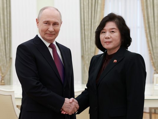 Президент России Владимир Путин и министр иностранных дел КНДР Цой Сон Хи