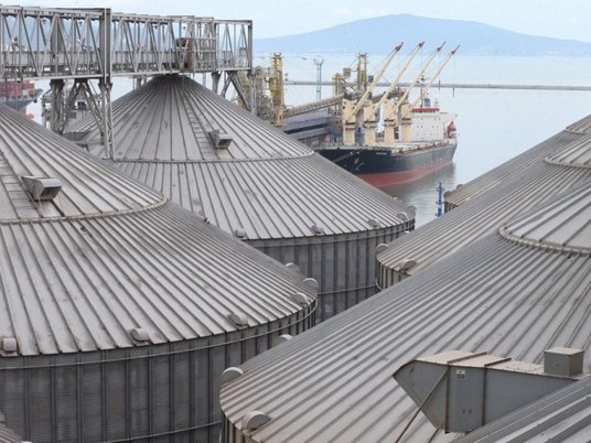 Зерновой терминал в порту