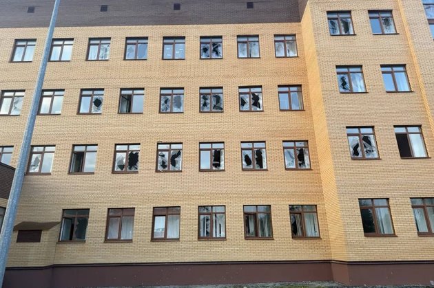 Поврежденная поликлиника в Павловском Посаде